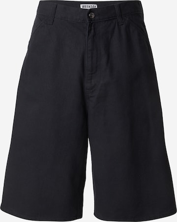 WEEKDAY Baggy Housut 'Astro' värissä musta: etupuoli