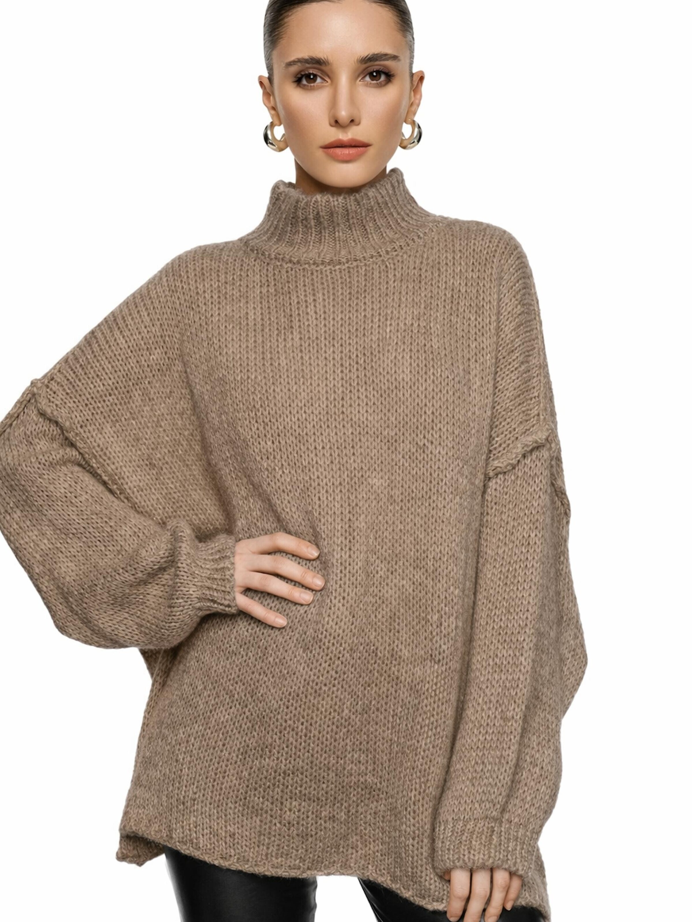 Worldclassca Oversizepullover 'Strickpullover Oversized mit Stehkragen'‌‌‌‌‌ in Grau: Vorderseite