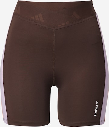 ADIDAS PERFORMANCE - Skinny Pantalón deportivo 'Hyperglam Techfit' en marrón: frente