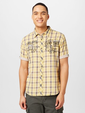 CAMP DAVID Regular fit Button Up Shirt 'Tree House' in Yellow: front