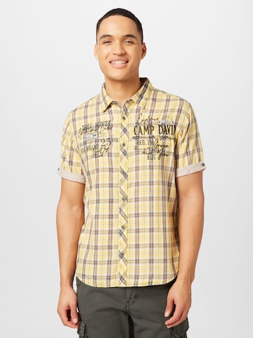 CAMP DAVID Regular fit Button Up Shirt 'Tree House' in Yellow: front