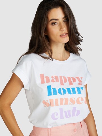 MARC AUREL T-Shirt 'Happy Hour Sunset Club' in Weiß