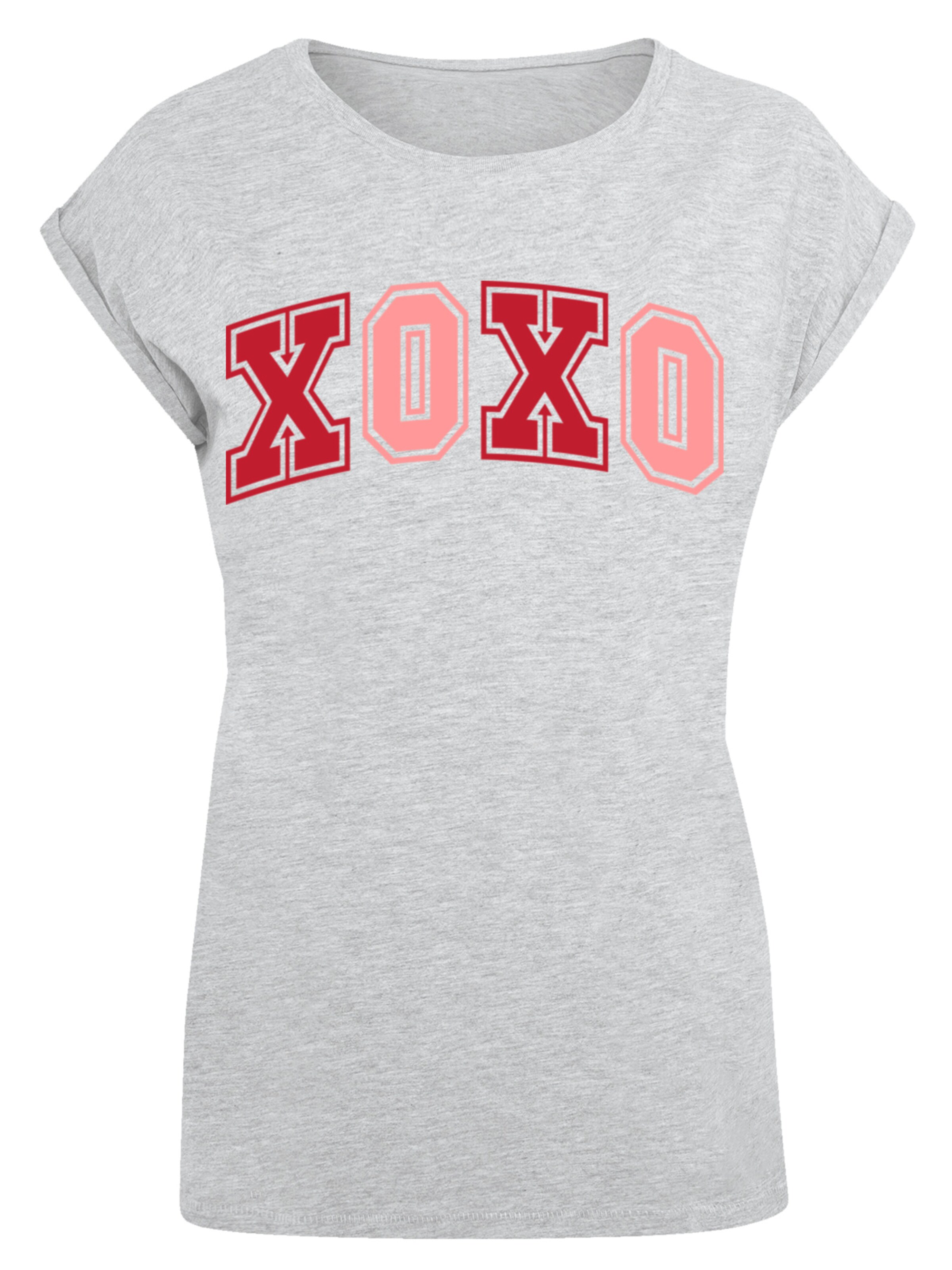 F4NT4STIC Shirt 'Xoxo Varsity College Style Valentinstag' in Grey: front