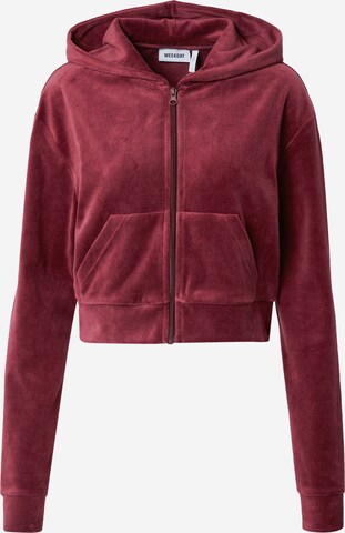 WEEKDAY - Sudadera con cremallera 'Juno' en rojo: frente