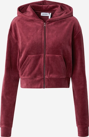 WEEKDAY Zip-Up Hoodie 'Juno' in Red: front