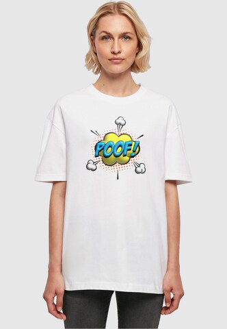Merchcode Oversized Shirt 'Poof Comic' in White: front