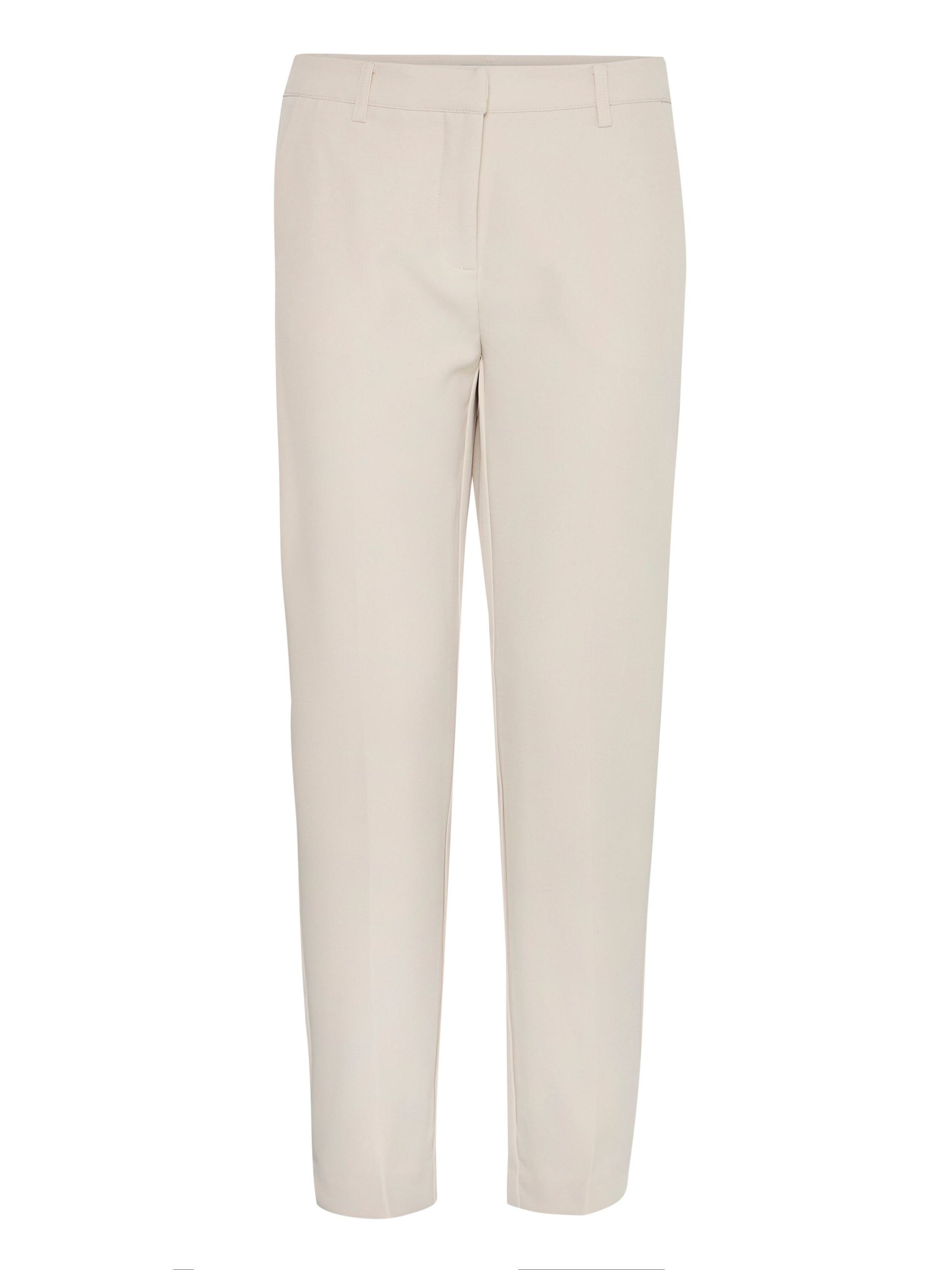 ICHI Bukser med fals 'Lexi' i beige: forside