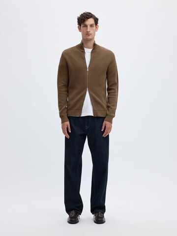 SELECTED Gebreid vest 'SLHDane' in Bruin