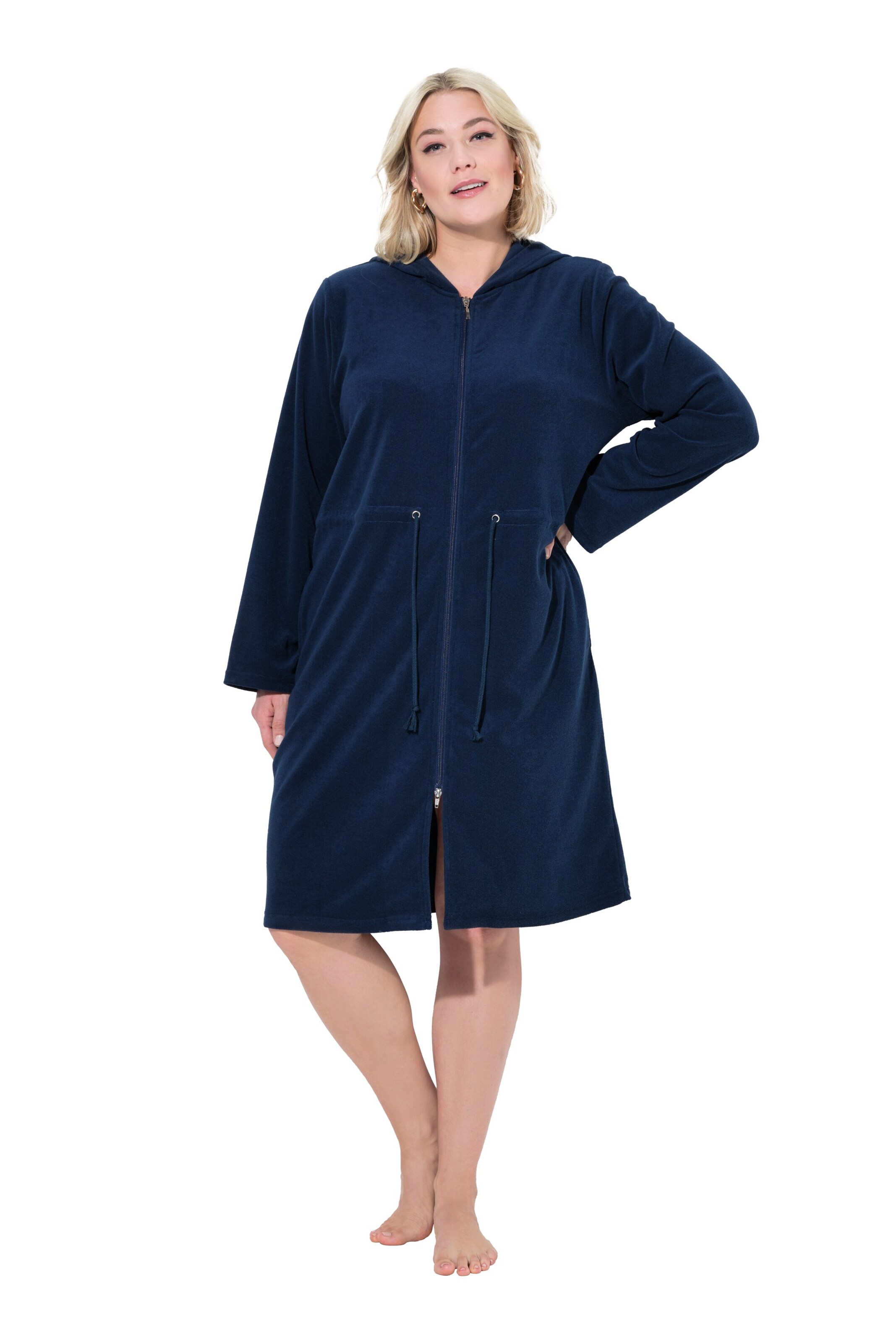 Ulla Popken Badjas kort in Blauw