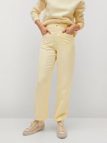 MANGO Wide leg Broek 'SKY' in Geel: voorkant