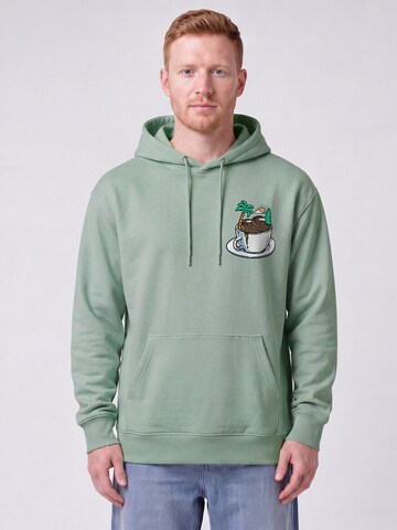 Watapparel Sweatshirt ' Coffee waves ' in Groen: voorkant