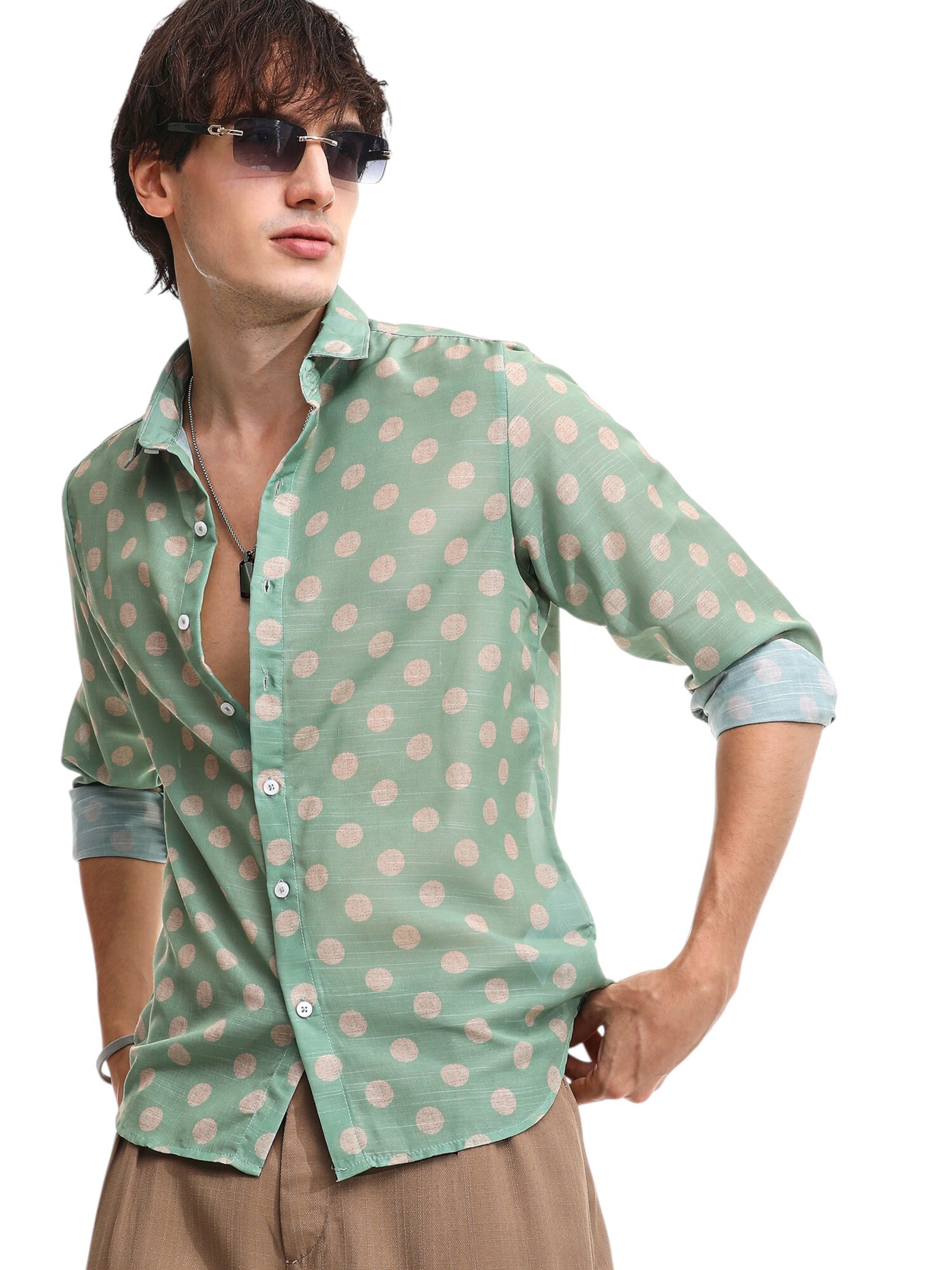 Campus Sutra Средняя посадка Рубашка 'Thomasine' в Зеленый