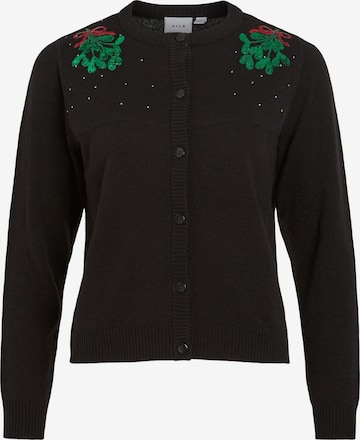 VILA Knit Cardigan 'MISTLETOE CHRISTMAS' in Black: front