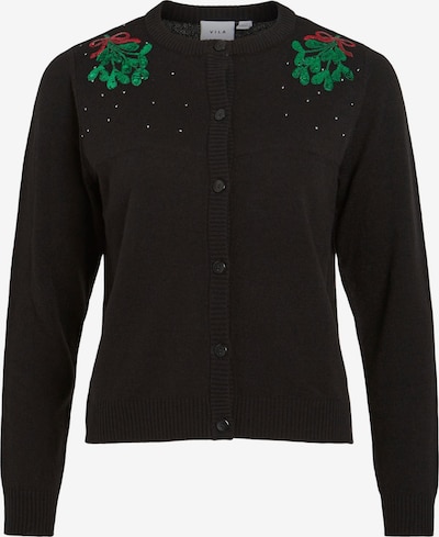 VILA Cardigan 'MISTLETOE CHRISTMAS' en vert / rouge / noir, Vue avec produit