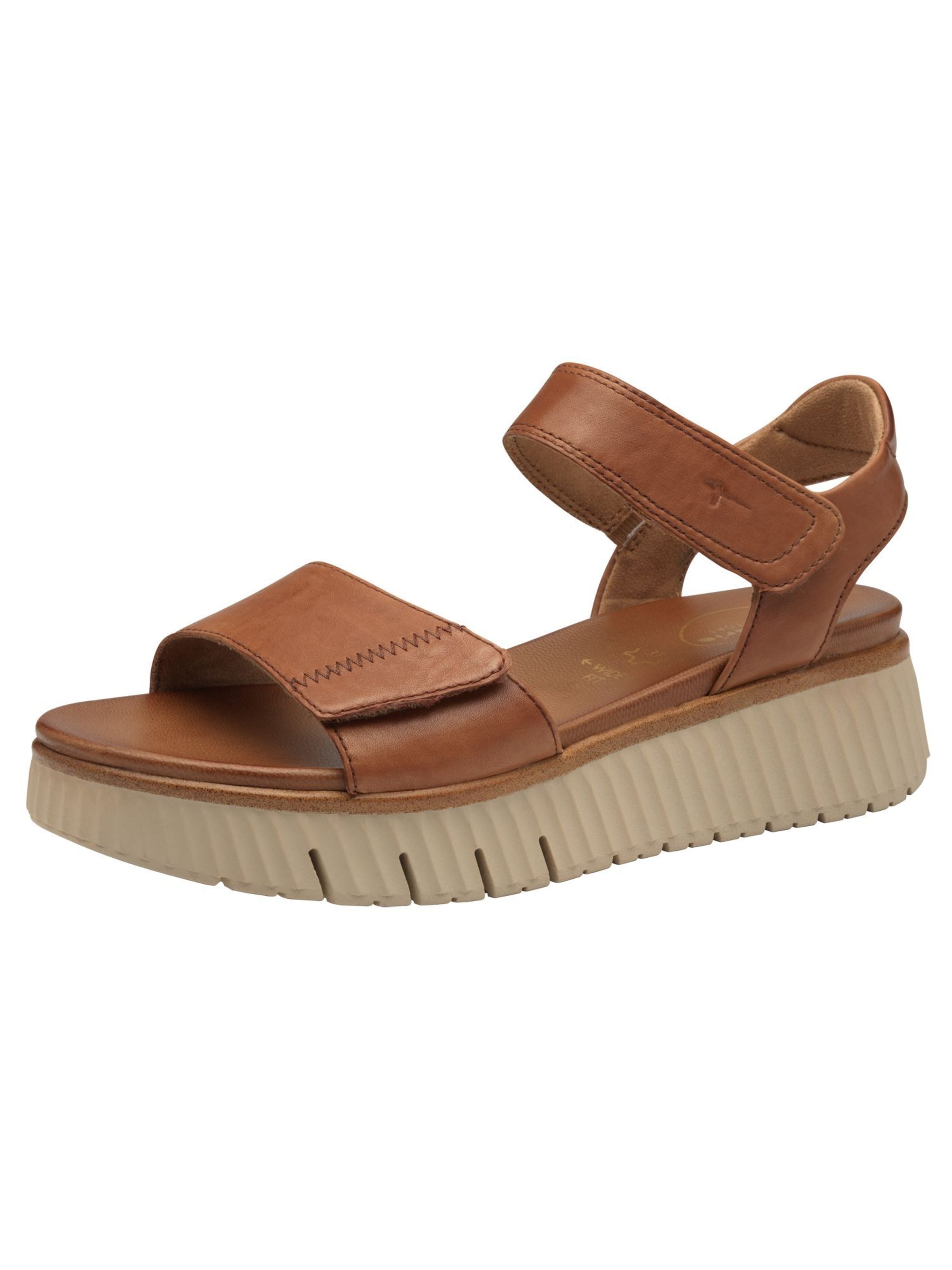 Tamaris Wide Fit Sandals in Brown: front