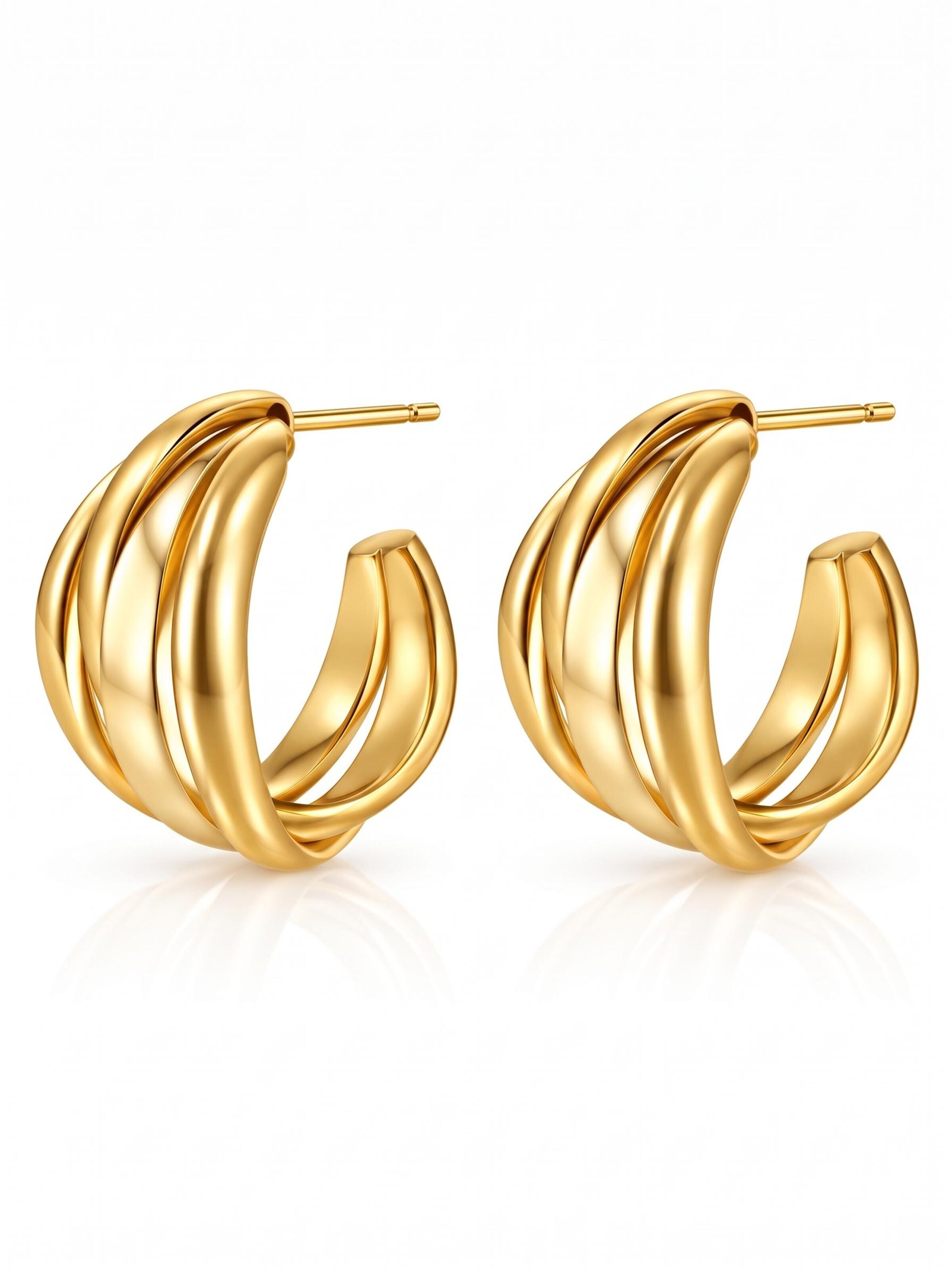 Kamakula Earrings 'Triple Twist' in Gold: front