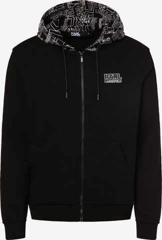 Karl Lagerfeld Zip-Up Hoodie in Black: front