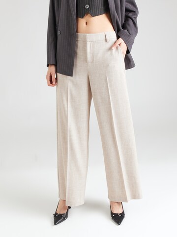 Wide Leg Pantalon à plis Gina Tricot en beige : devant