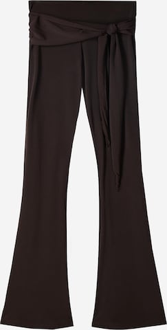 BershkaFlared/zvonoliki kroj Hlače - smeđa boja: prednji dio