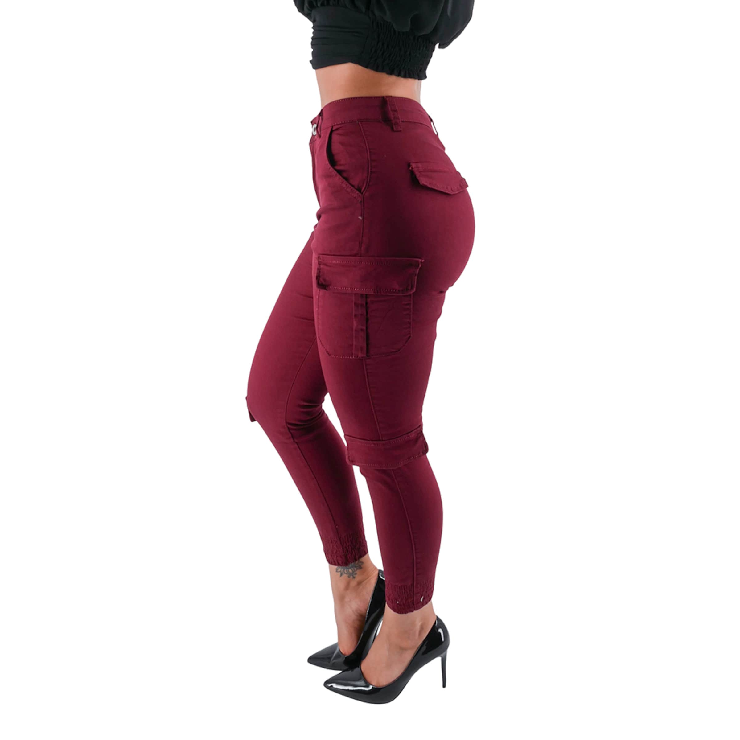 Slimfit Pantaloni cargo di Elara in rosso