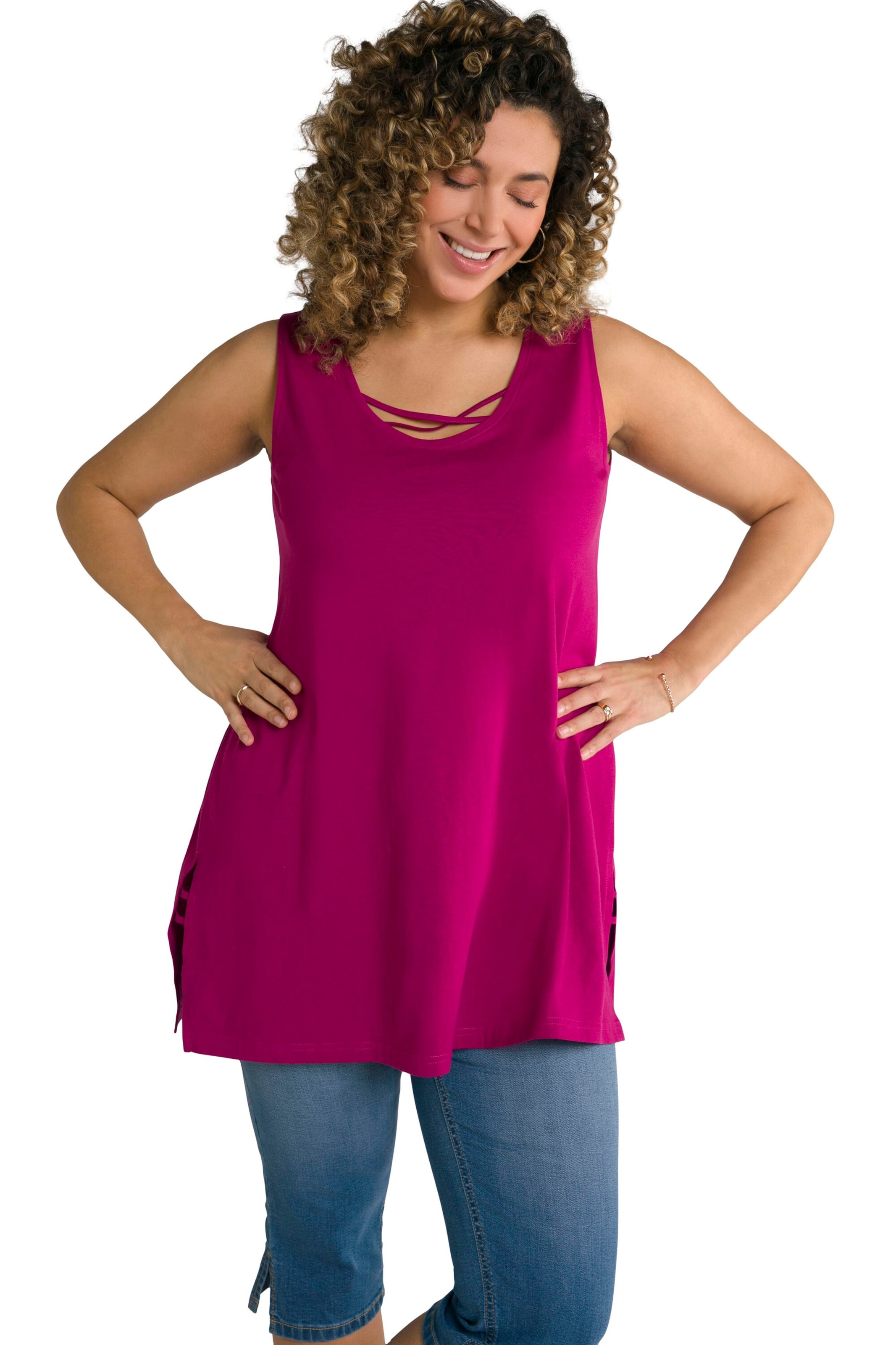 Ulla Popken Top in Roze: voorkant