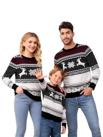 KoJooin Sweter 'Rentier und Schneeflocken' w kolorze czarny