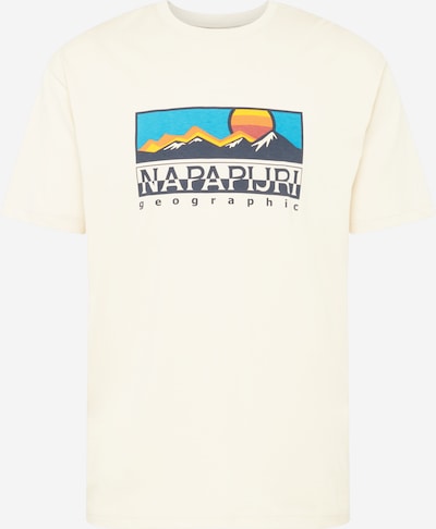 NAPAPIJRI T-Shirt 'FREESTYLE' in elfenbein / hellblau / dunkelblau / orange, Produktansicht