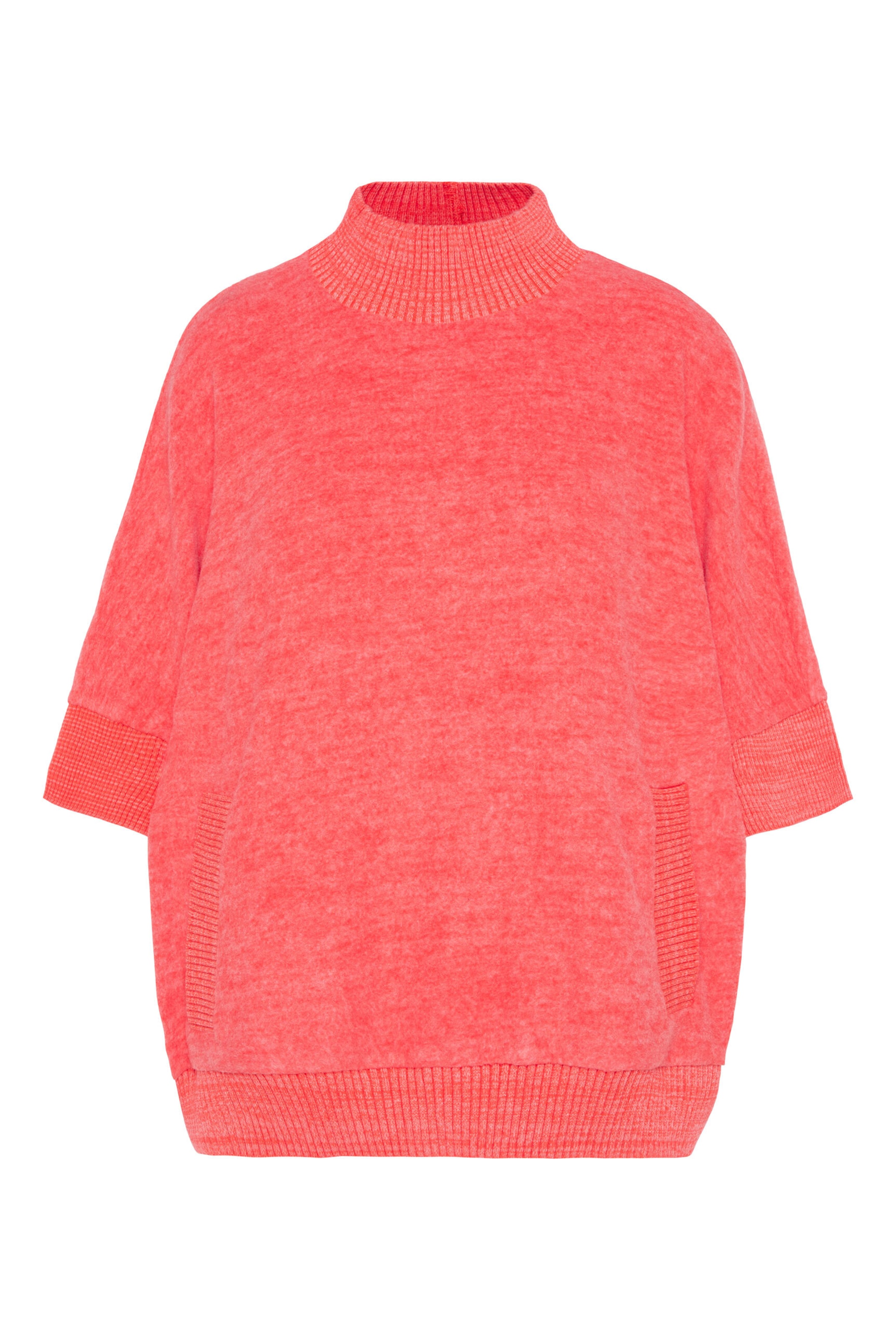 Soccx Oversized Pullover mit Stehkragen und Taschen in Rot: Vorderseite