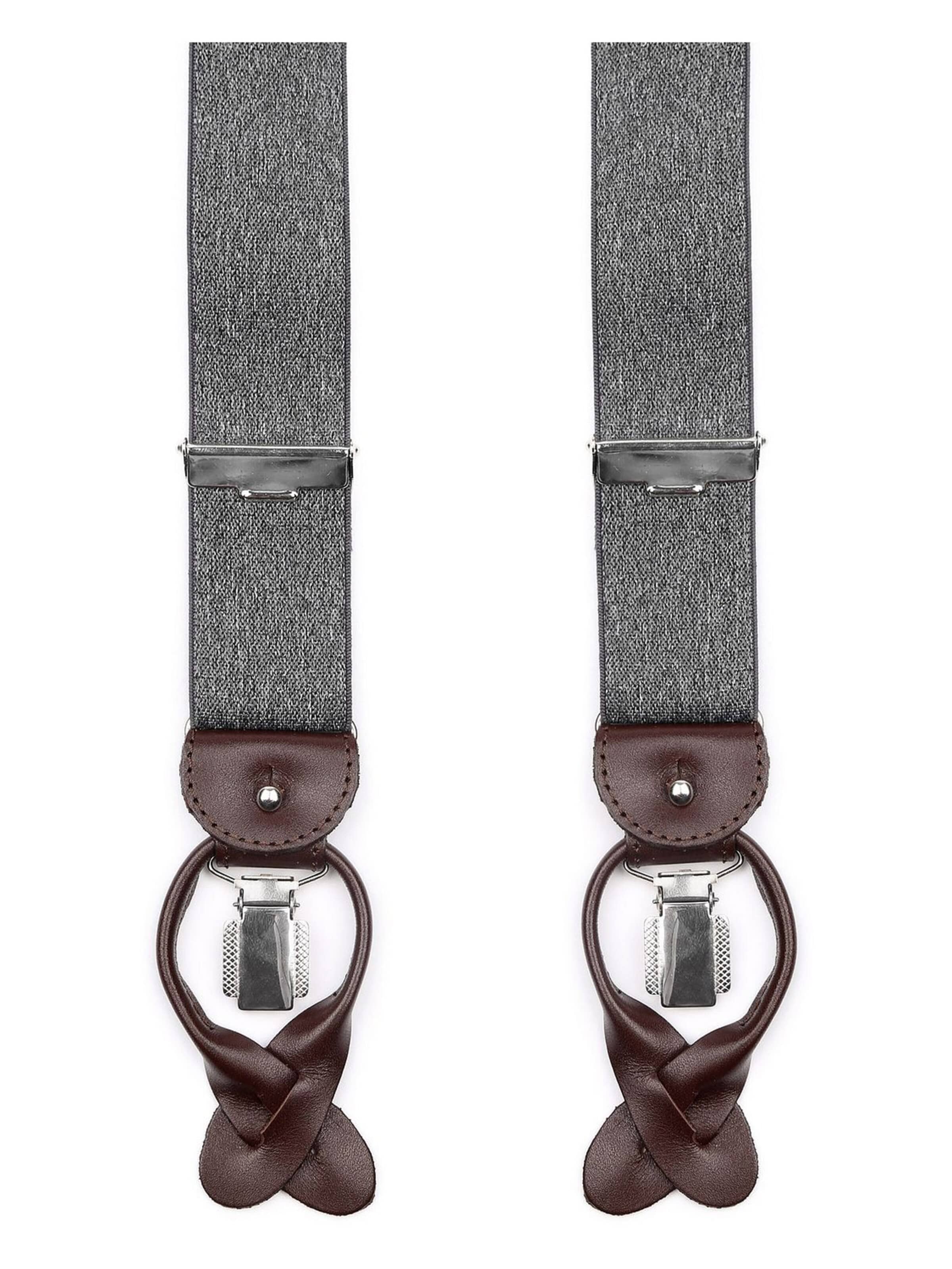 Profuomo Suspenders in Grey: front