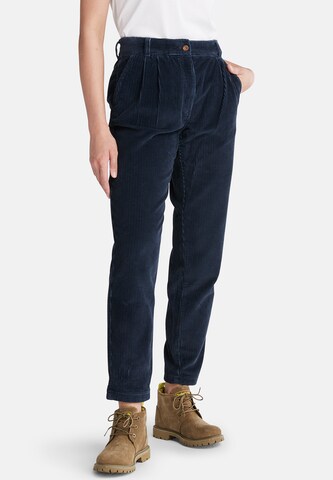 TIMBERLAND Loose fit Pleat-front trousers 'Corduroy' in Blue: front