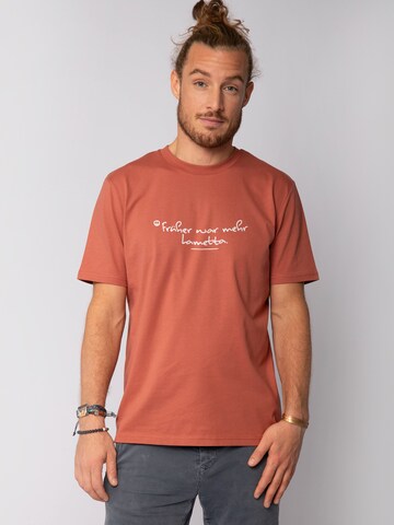 T-Shirt 'Früher War Mehr Lametta' Watapparel en marron : devant
