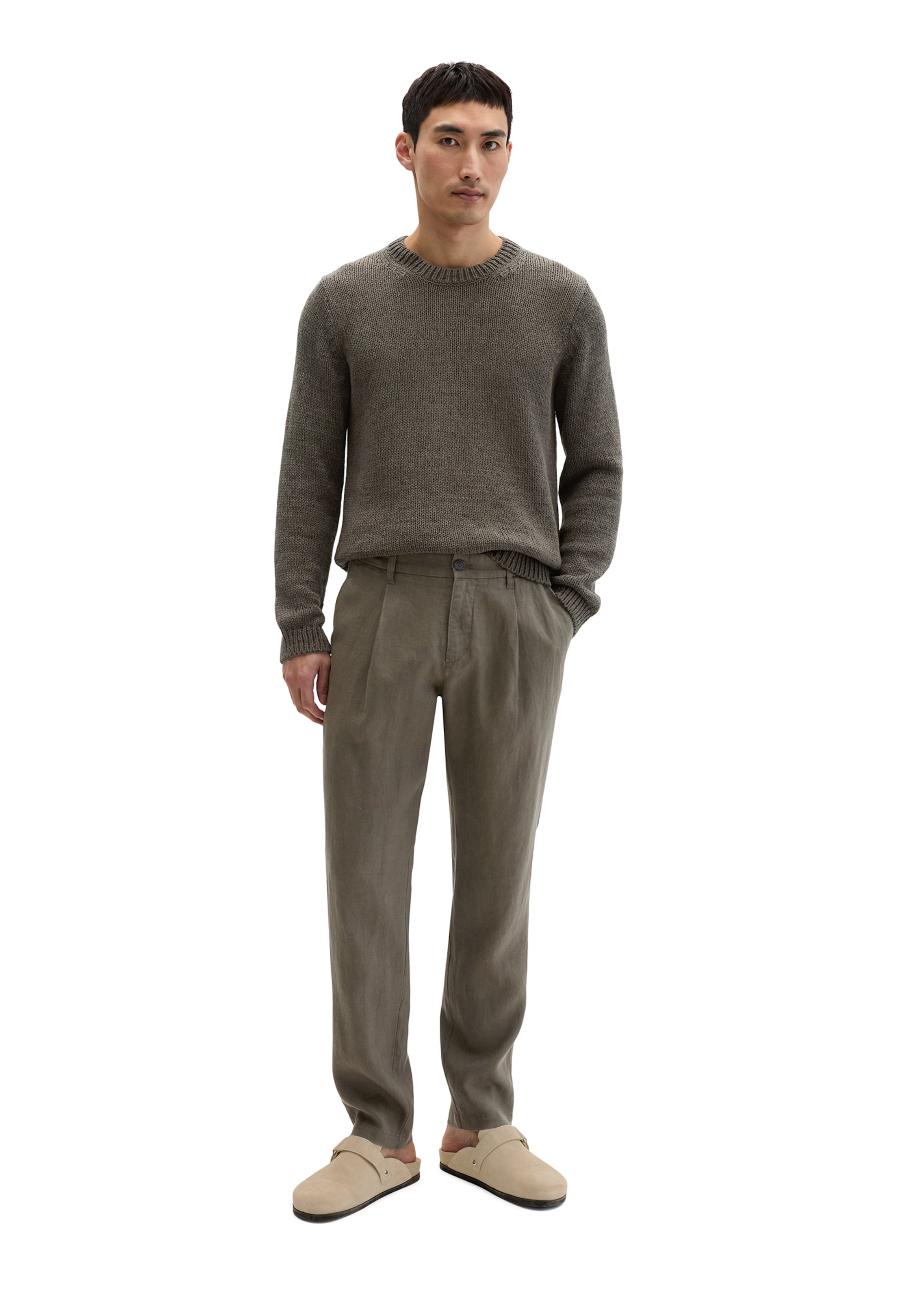 Marc O'Polo Tapered Bandplooibroek 'Osby' in Bruin