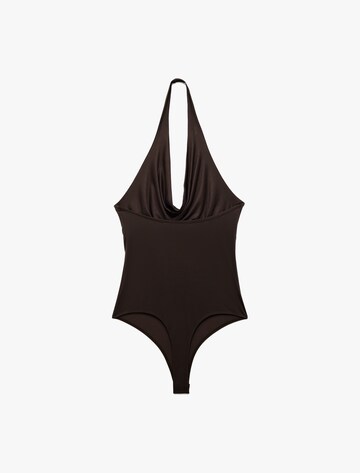 Koton Shirt Bodysuit in Brown