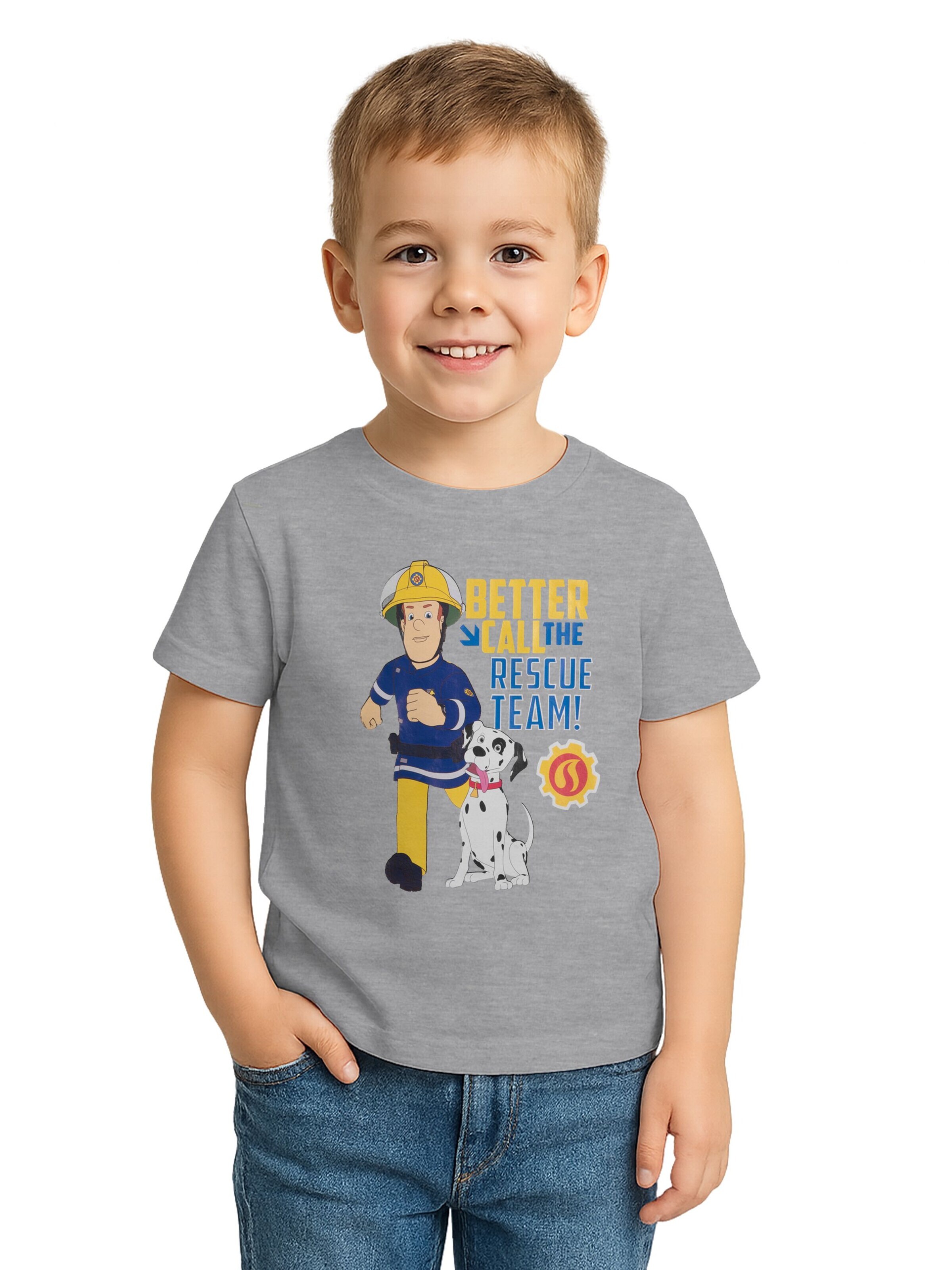 Feuerwehrmann Sam Shirt 'Rescue Team'‌‌‌‌‌‌‌‌ in Grau: Vorderseite