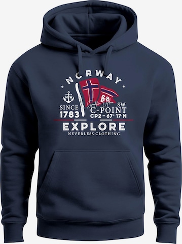 Neverless Sweatshirt 'Norway Explore' in Blau: Vorderseite