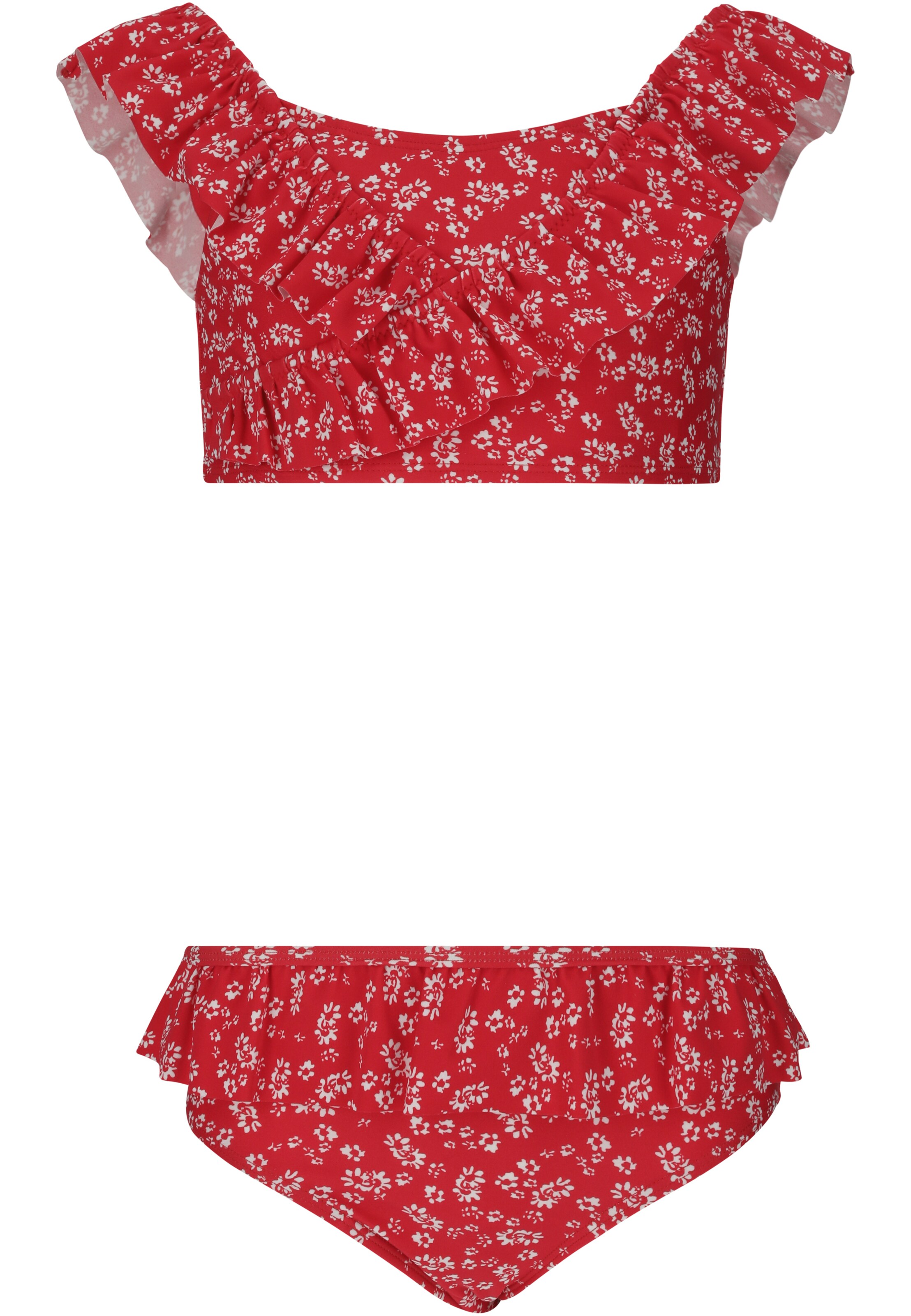 ZigZag Swimsuit 'Tropical' in Red: front
