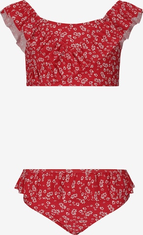 ZigZag Swimsuit 'Tropical' in Red: front