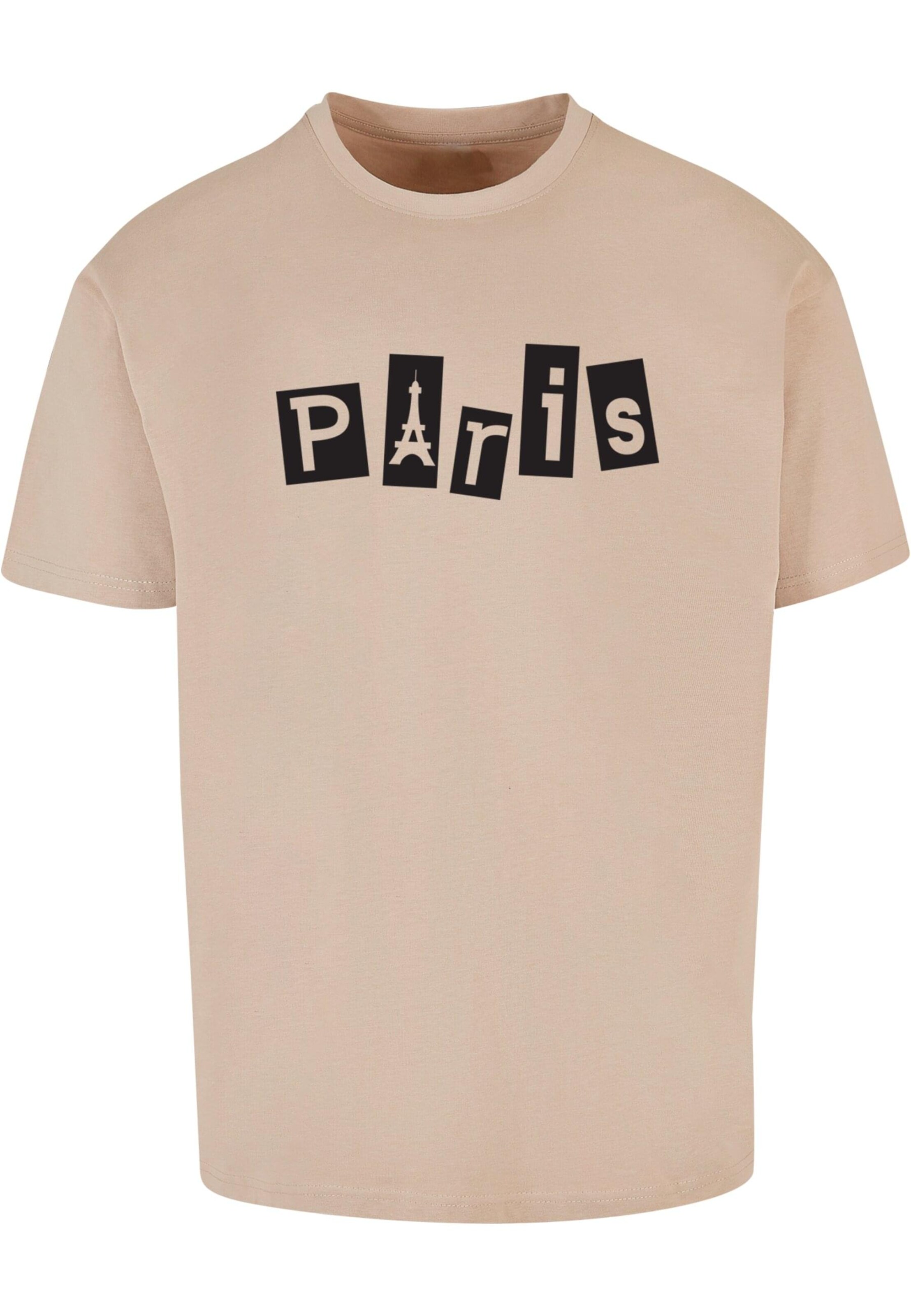 Tricou 'Paris' de la Merchcode pe bej: față