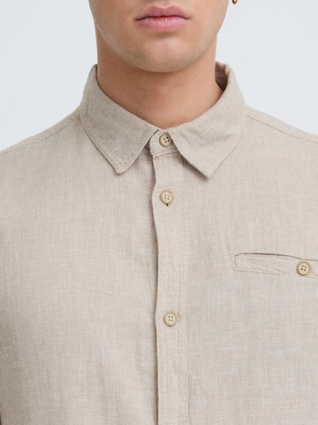 INDICODE JEANS Regular Fit Leinenhemd ' IDTropelo ' in Beige