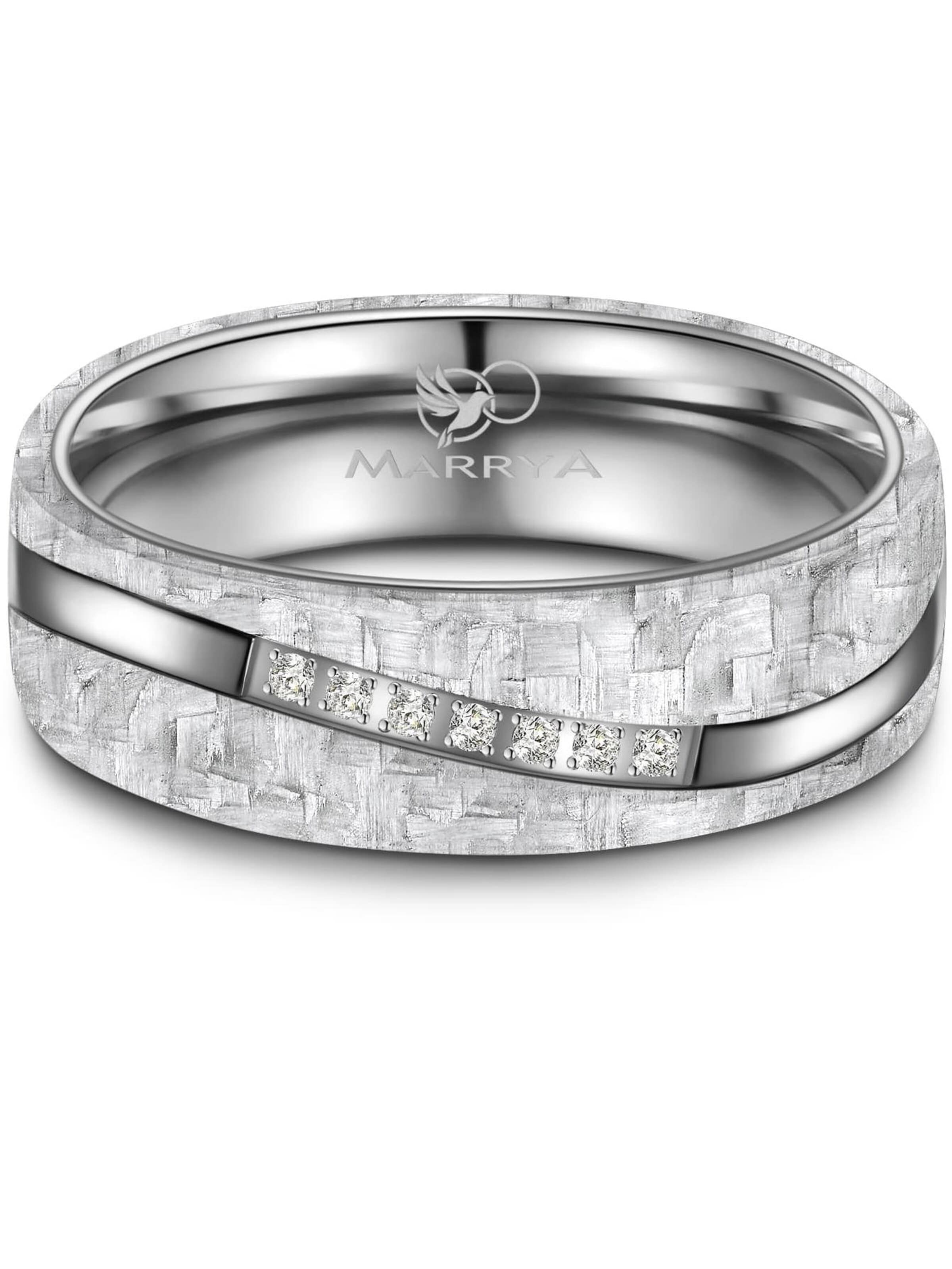 MARRYA - Anillo 'MARRYA CA-07 Ehering aus Carbon + Titan - Weiß' en blanco