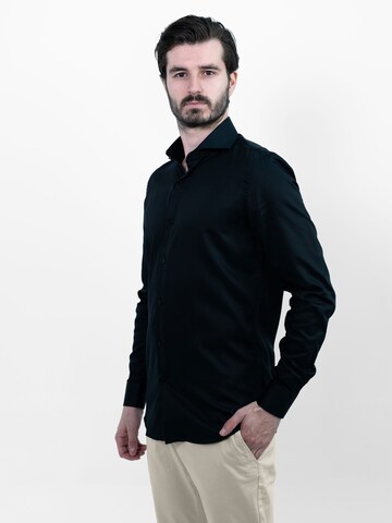Vercate Slim Fit Businesshemd 'No. 2' in Schwarz