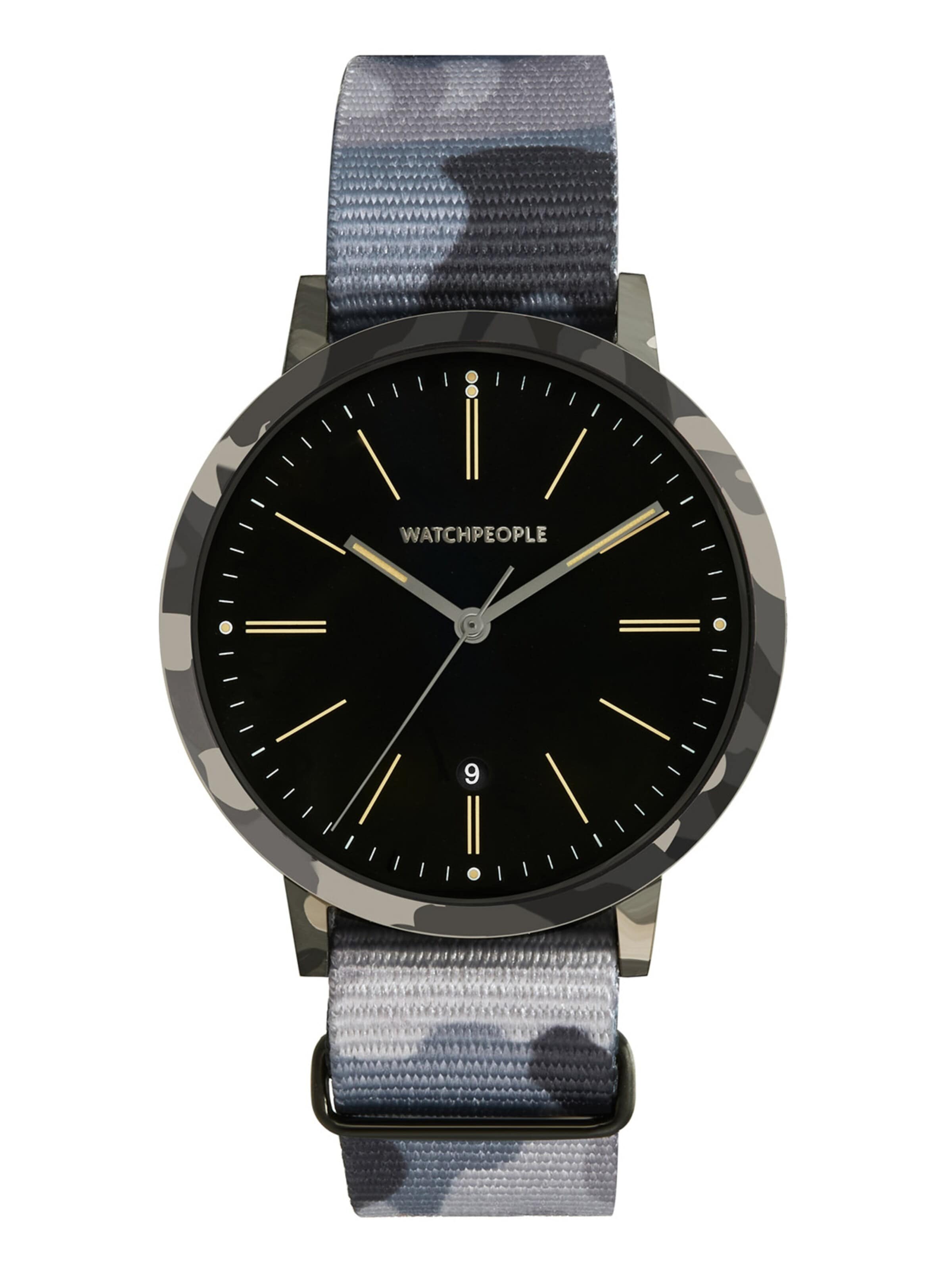 WALTER GROPIUS Analog Watch 'HIDDEN CAMOUFLAGE' in Black: front