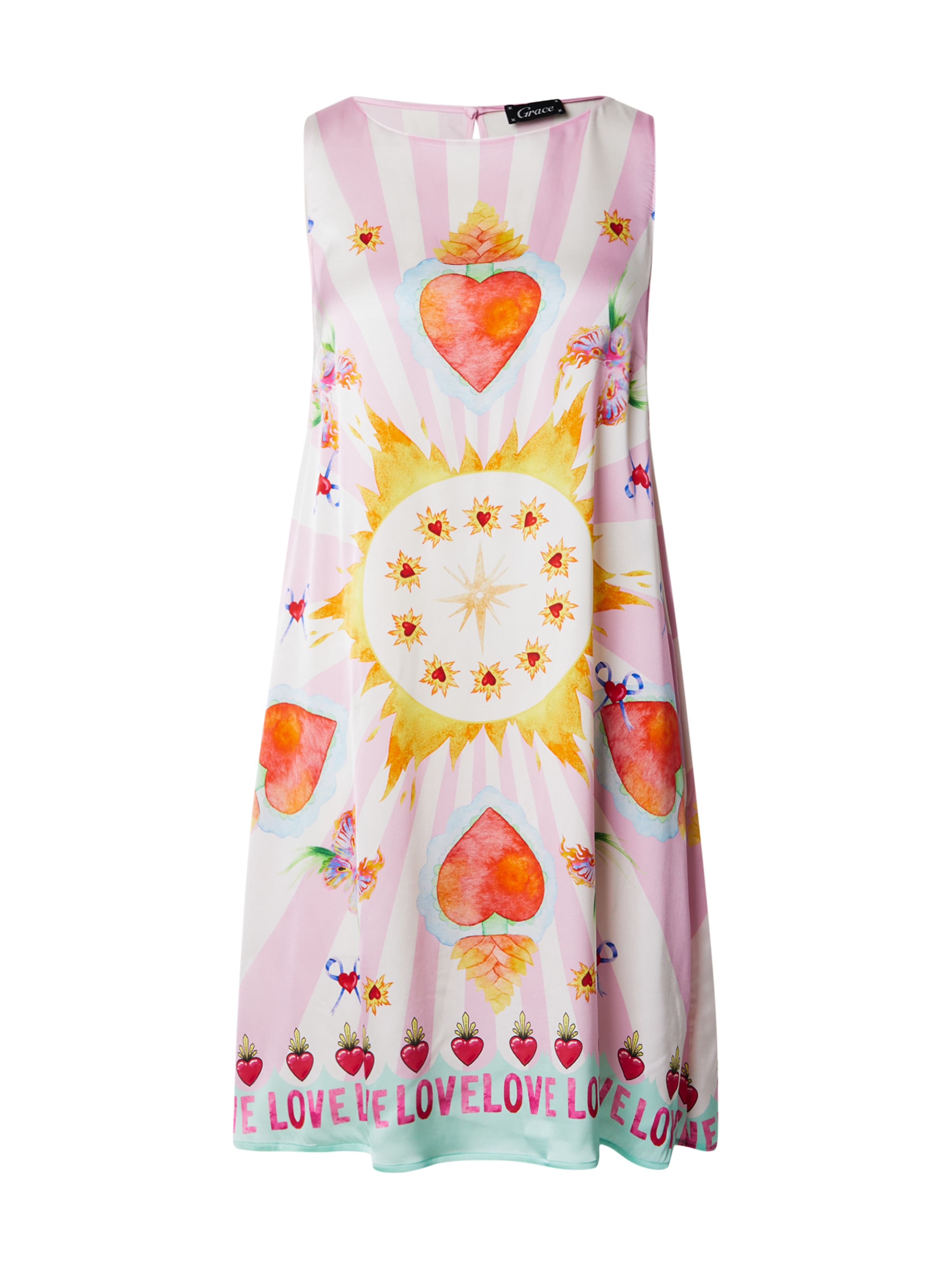 Rochie de vară Grace pe galben / verde / portocaliu / roz, Vizualizare produs