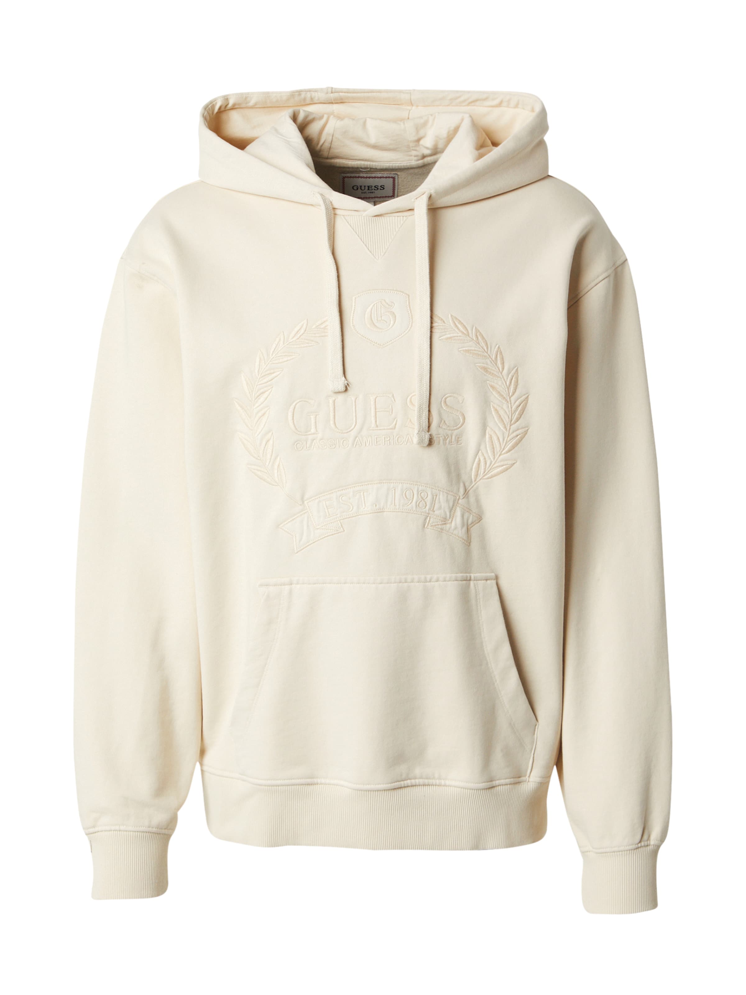 GUESS - Sweatshirt 'TYLER' em bege: frente