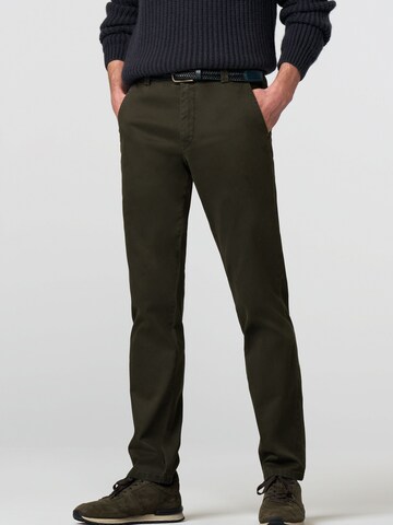 Coupe slim Pantalon chino 'Bonn' MEYER en vert : devant