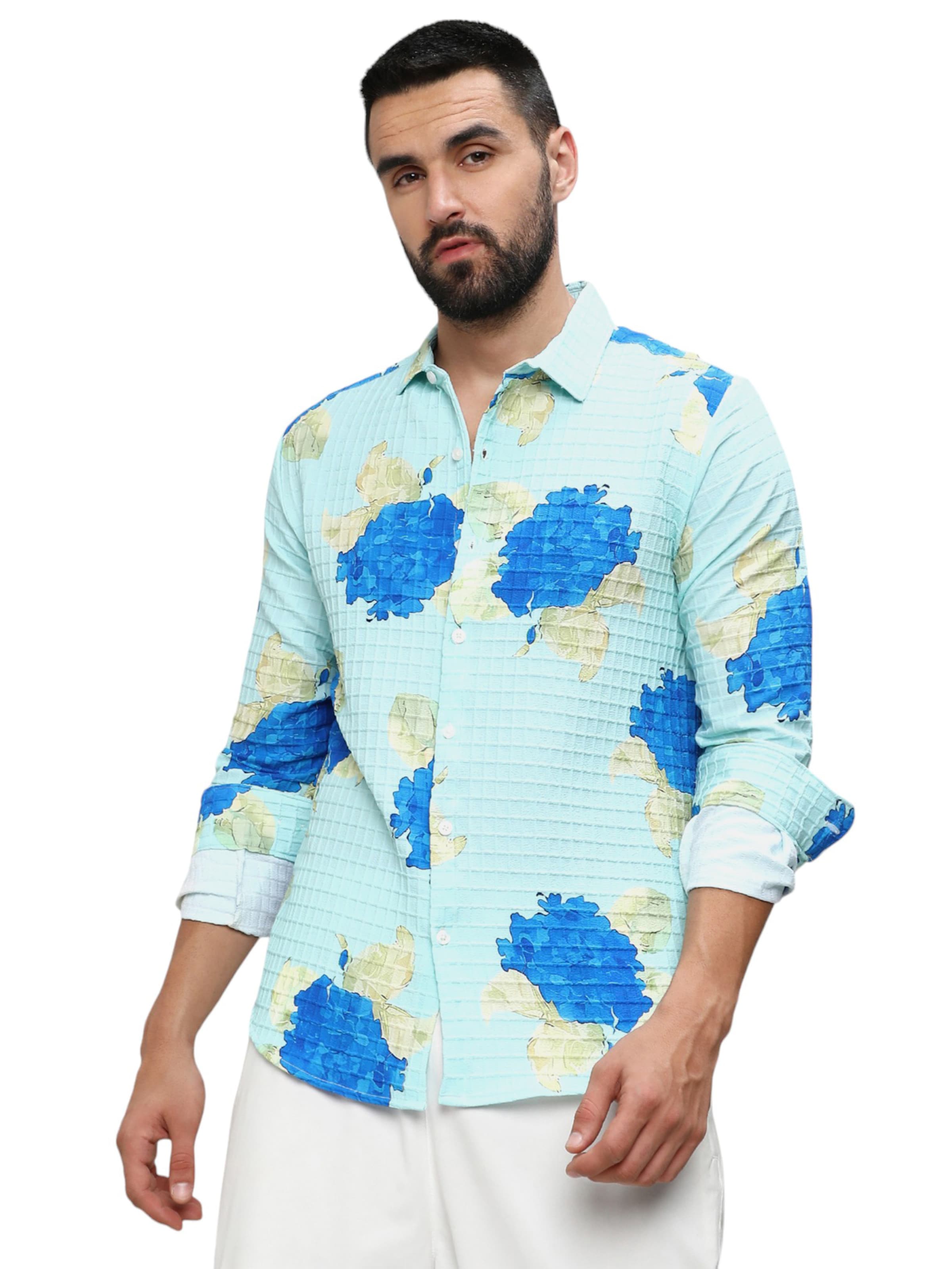 Coupe regular Chemise ' Hector ' Campus Sutra en bleu : devant