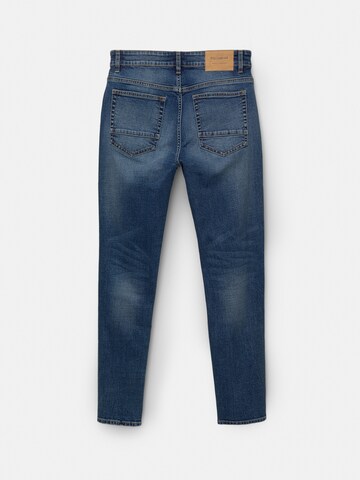 Pull&Bear Слим фит Дънки в синьо