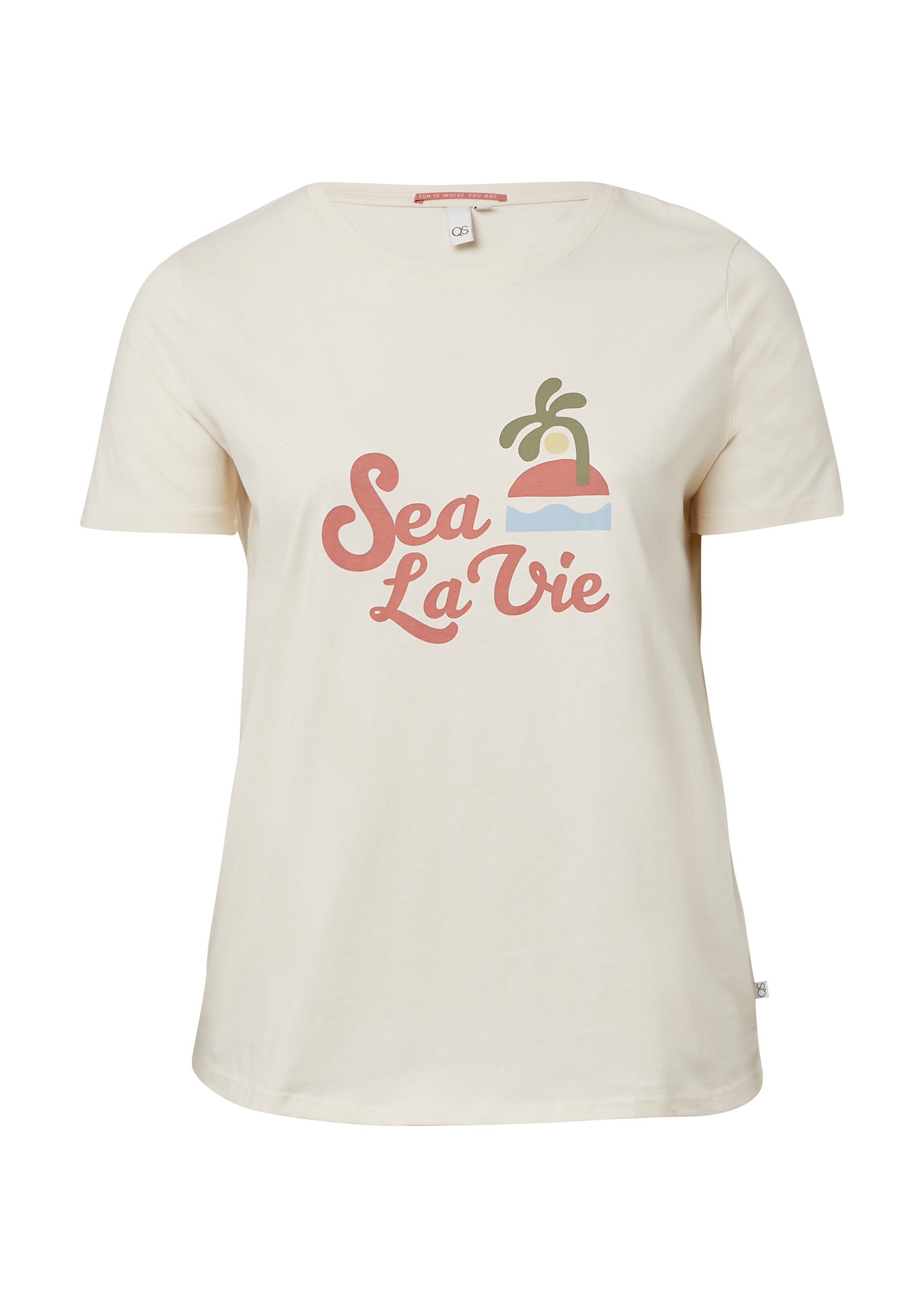 T-shirt QS en beige : devant