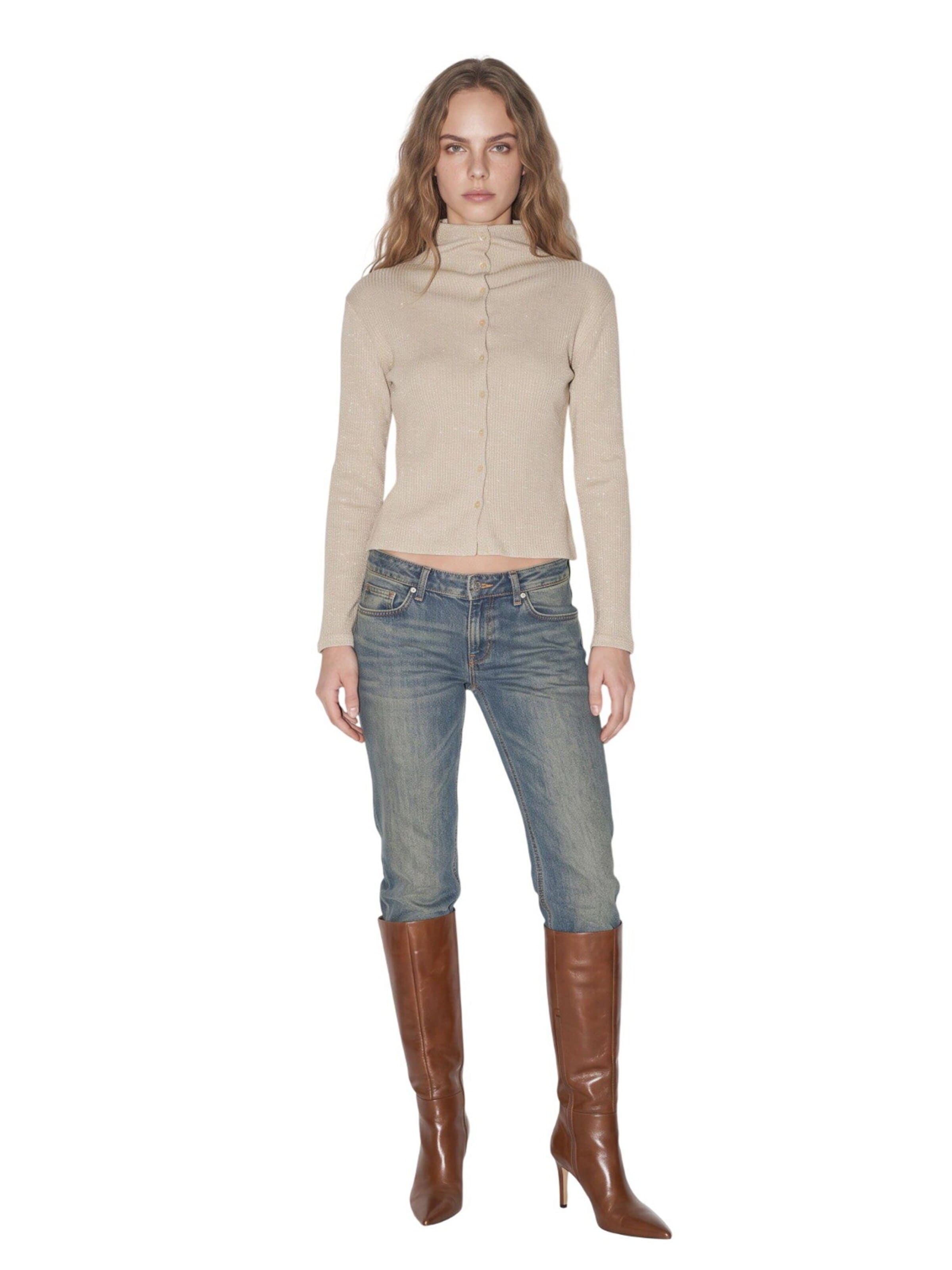 No Matter What Gebreid vest in Beige: voorkant