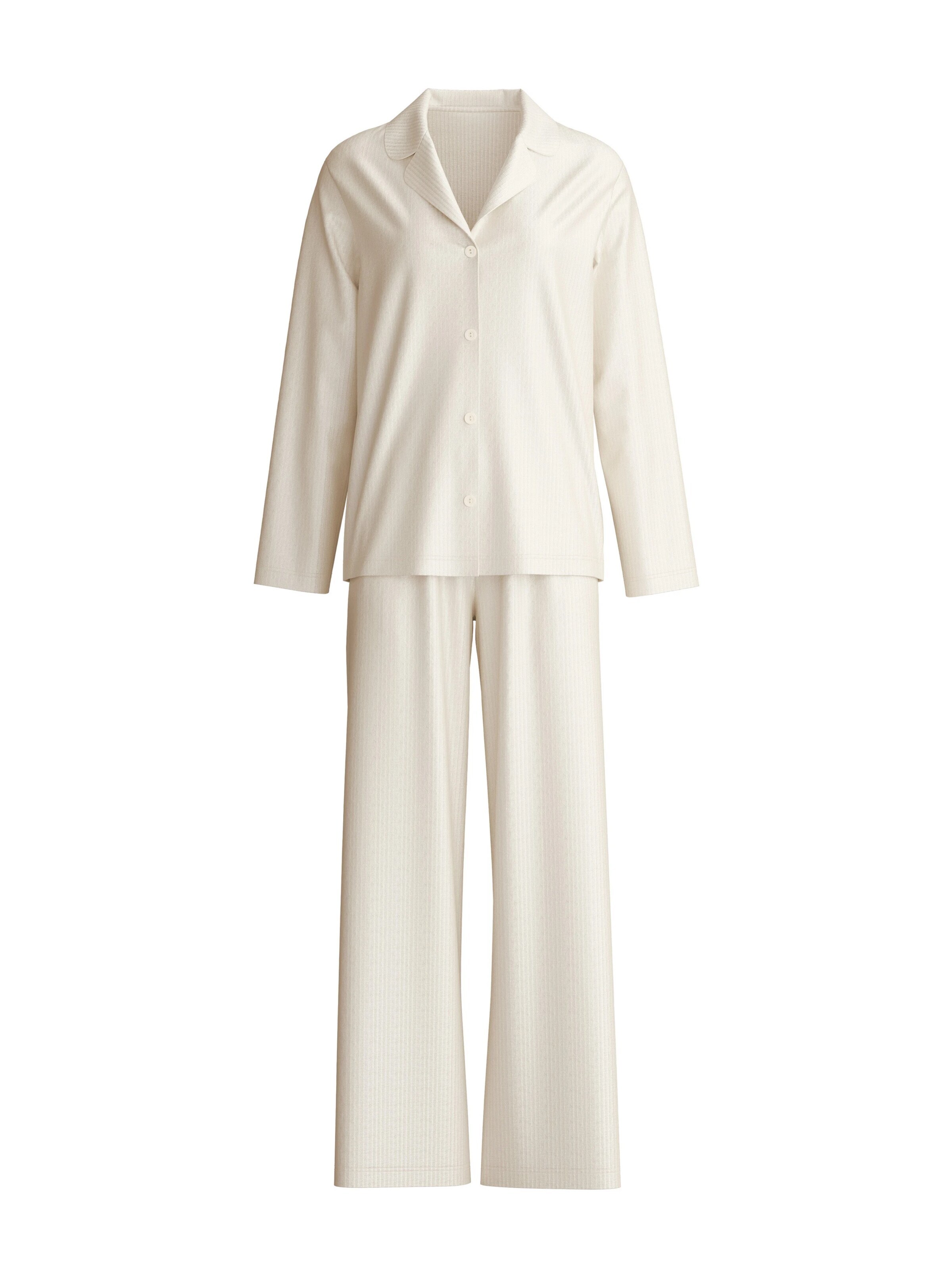CALIDA Pyjama 'Striped Dreams'‌‌‌‌‌‌‌‌ in Beige: Vorderseite